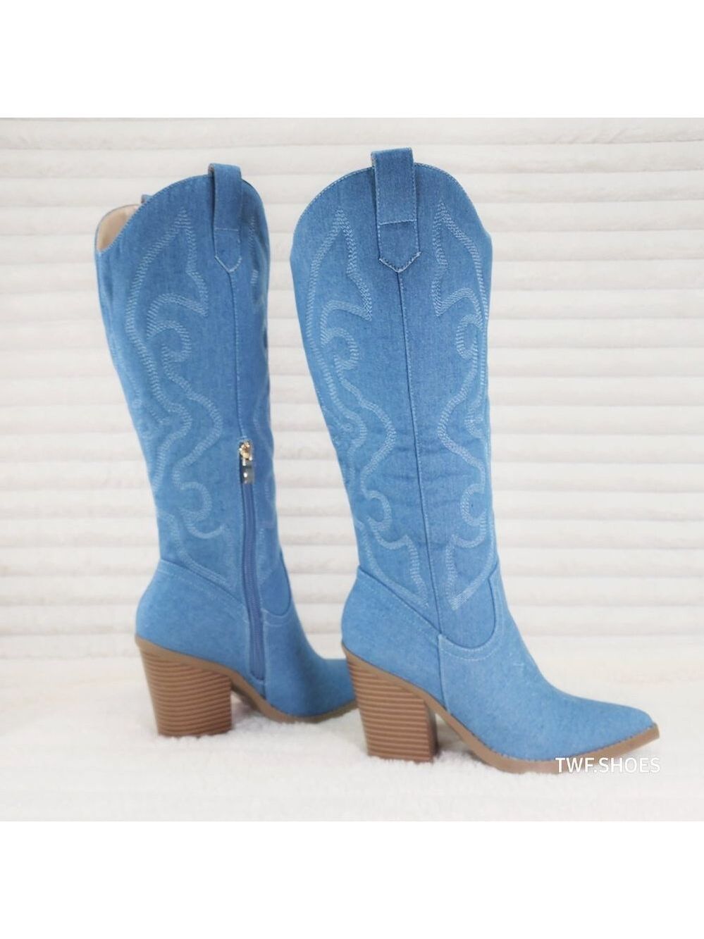 Country Rocker Cowboy Denim Country Western Knee High Cowgirl Boots